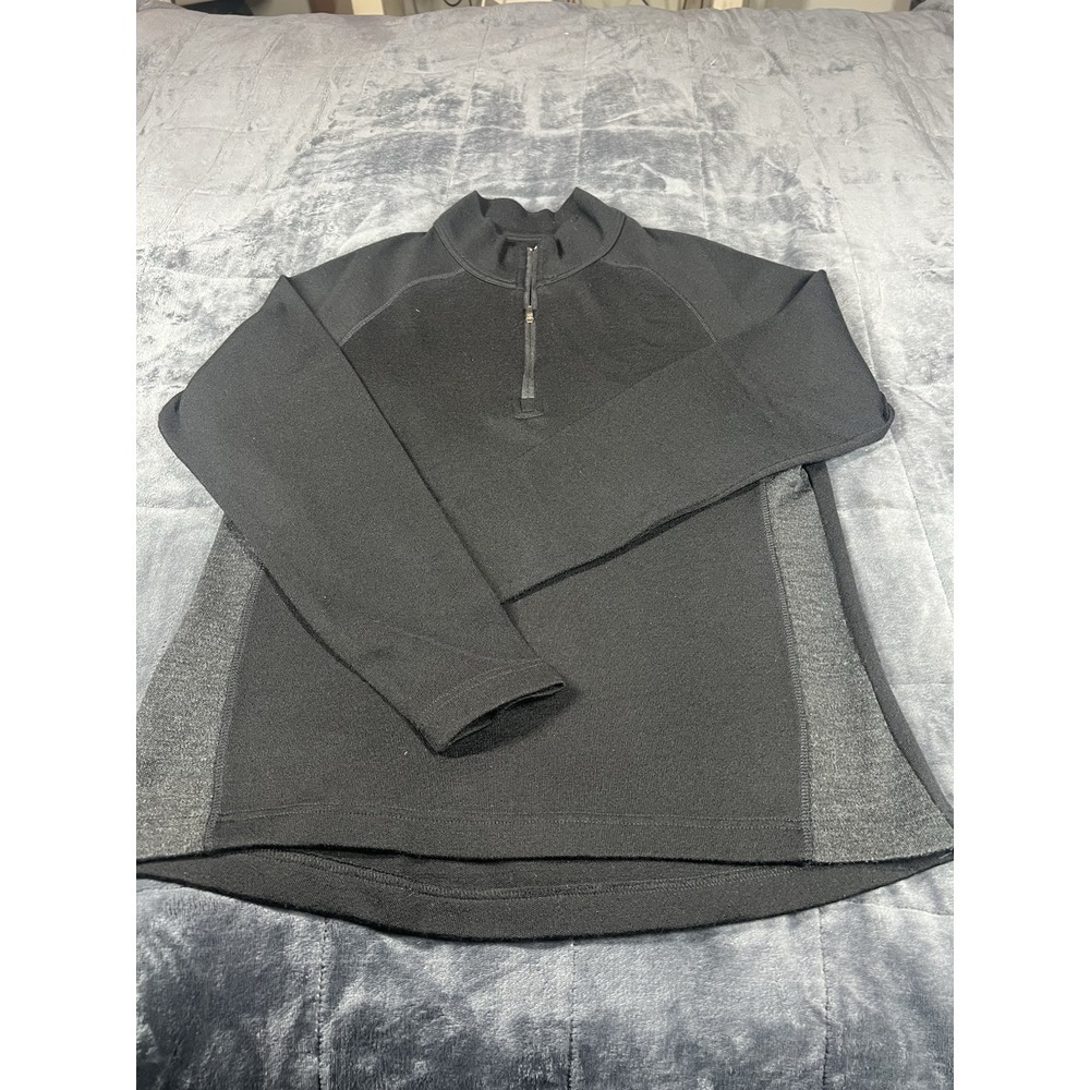 Kiwi  Men's Pullover Morion Wool Sweater‎ Quarter Zip Black Plaid Sz Med